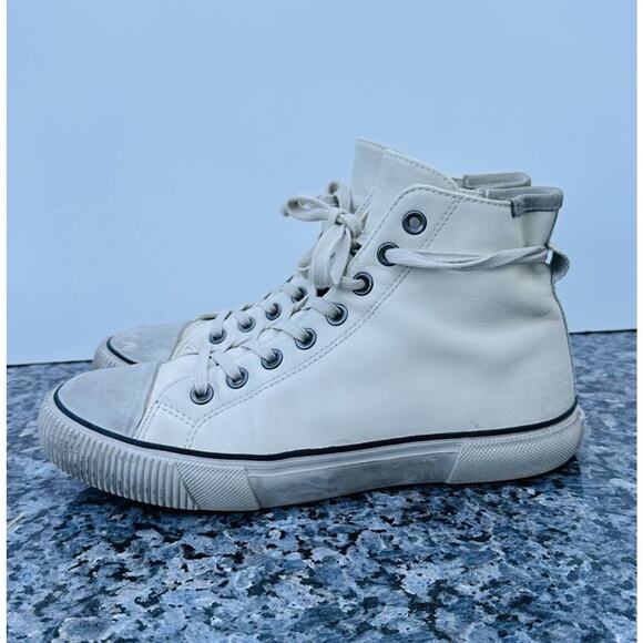 AllSaints Chalk White Leather Sneakers Hi Top Men’s Size 41 Used main image 10